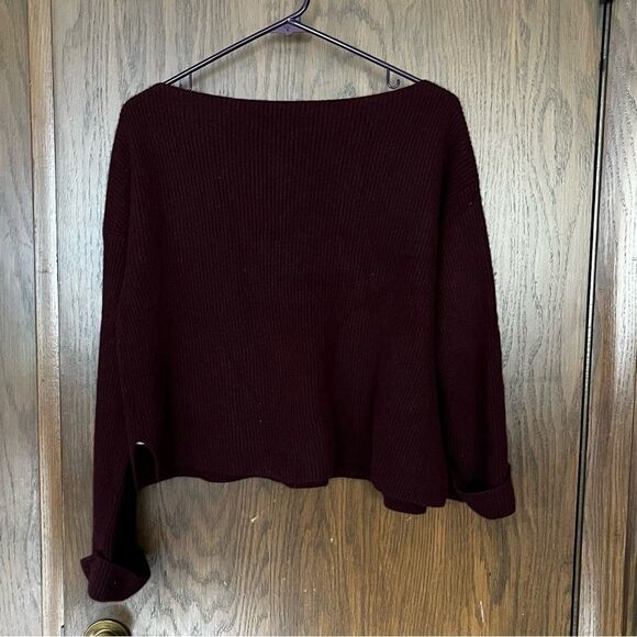 Vince Burgundy Asymmetrical Cashmere Sweater - Picture 2 of 10